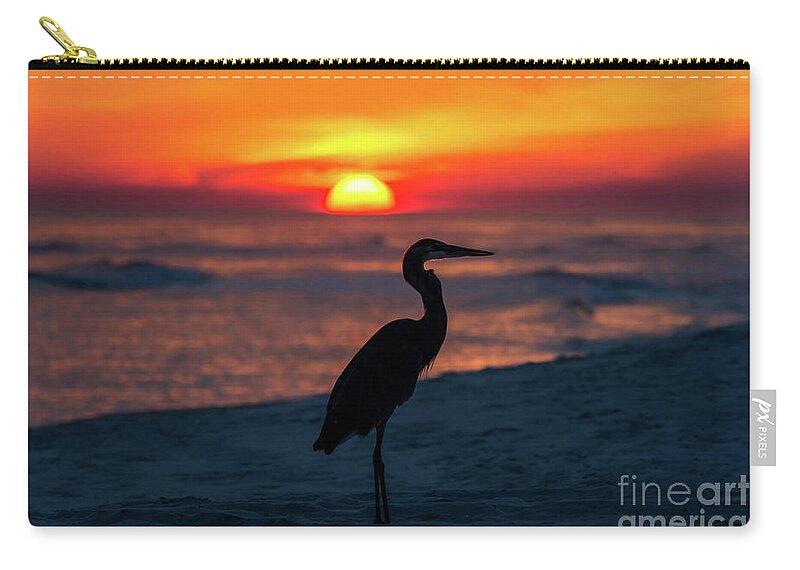 Great Zip Pouch featuring the photograph Blue Heron Beach Sunset by Beachtown Views
