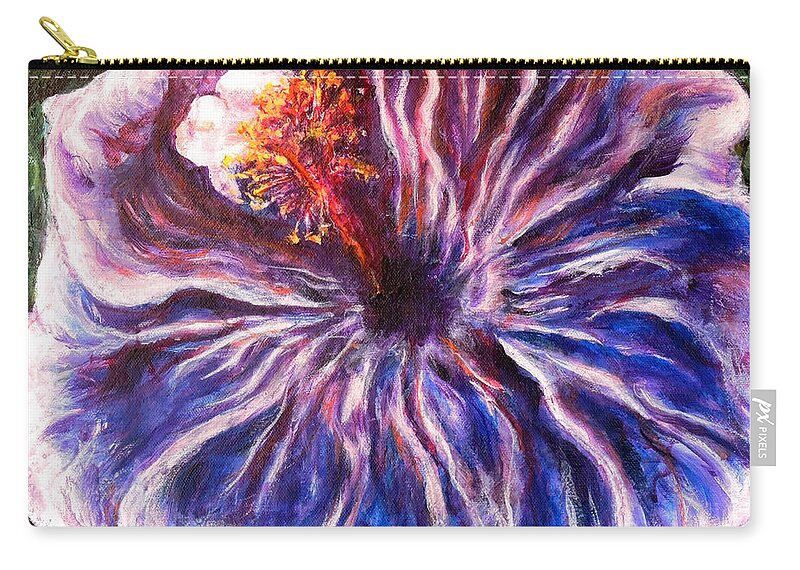 Hibiscus Zip Pouch featuring the painting Blue Hibiscus by John Bohn