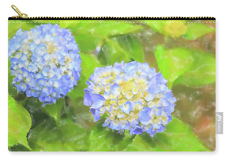 Colors Carry-all Pouch featuring the digital art Blue Hydrangea Deux Watercolor by Tanya Owens