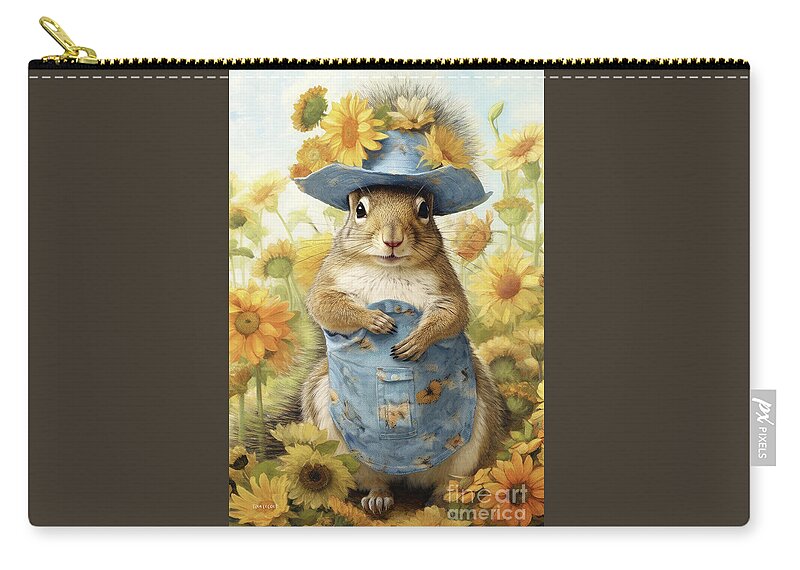 Squirrel Zip Pouch featuring the painting Blue Jean Bernadette by Tina LeCour