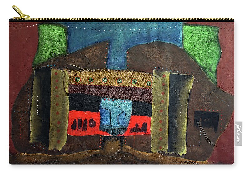 African Art Carry-all Pouch featuring the painting Blue Jeans by Michael Nene