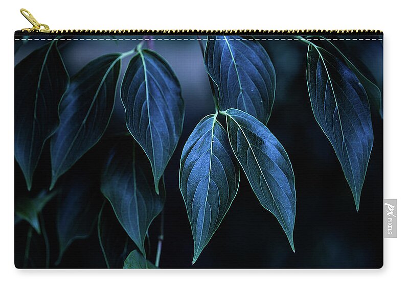 Smoke Zip Pouch featuring the photograph Blue Leaves by Amelia Pearn
