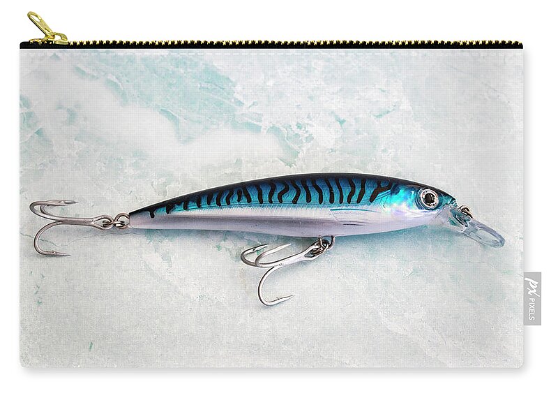 Fish Zip Pouch featuring the photograph Blue Mackerel Fishing Lure by Blair Damson