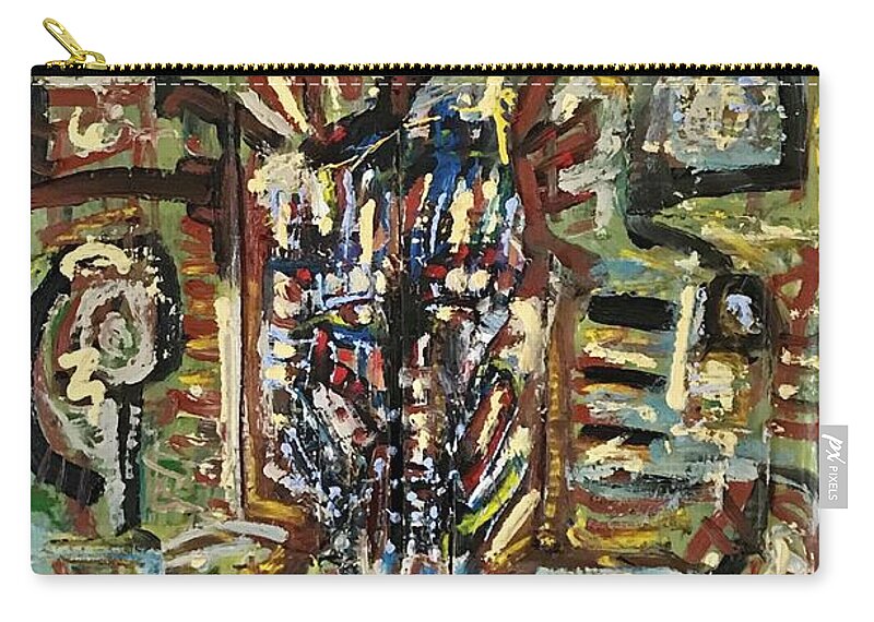 Abstract  Zip Pouch featuring the painting Blue Mask by Gustavo Ramirez