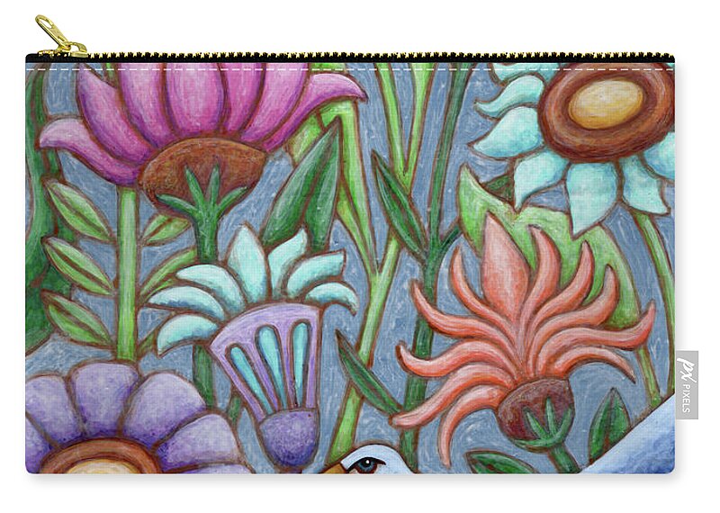 Bird Zip Pouch featuring the painting Blue Meadow Breeze by Amy E Fraser