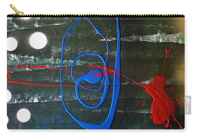 Modern Abstract Zip Pouch featuring the painting Blue meets Red by Joan Stratton