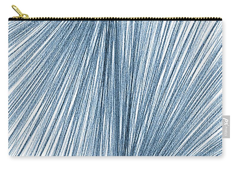 Blue Zip Pouch featuring the drawing Blue Mid Century Modern Geometric Line Drawing 2 by Janine Aykens