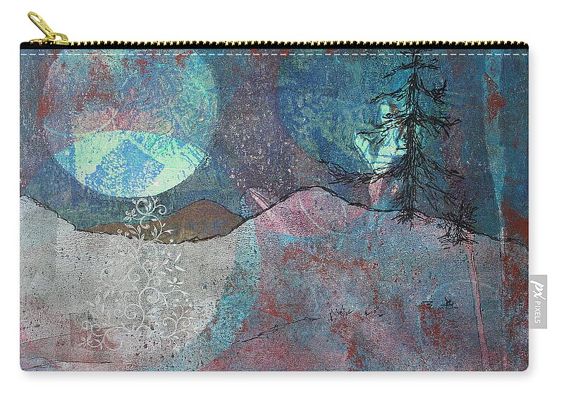 Moonrise Zip Pouch featuring the painting Blue Moon by Ruth Kamenev