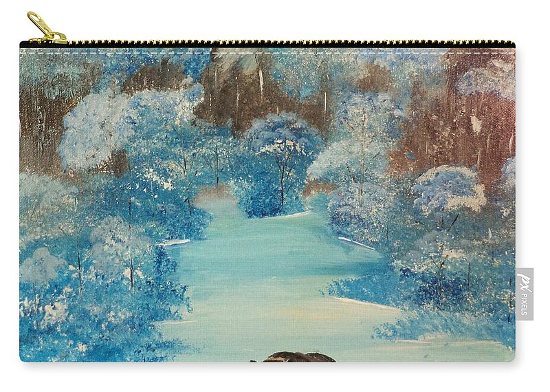 Donnsart1 Zip Pouch featuring the painting Blue Mountain Bear Painting # 278 by Donald Northup