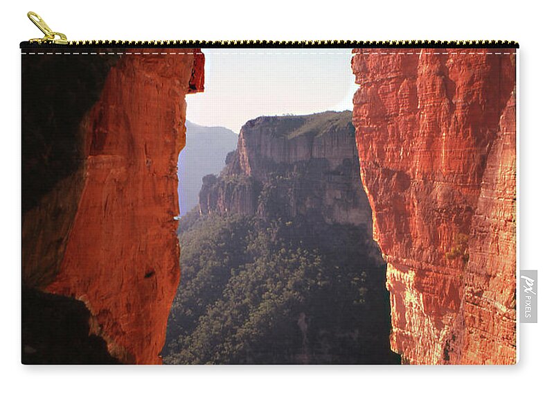 Hanging Rock Zip Pouch featuring the photograph Blue Mountains - Hanging Rock 2 by Klaus Jaritz
