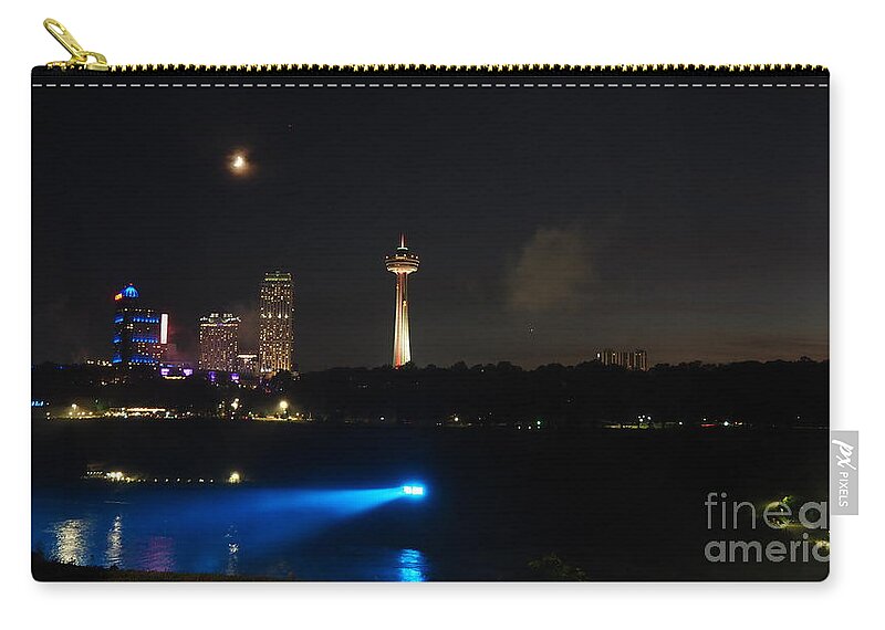 Niagara Falls Ny Zip Pouch featuring the photograph Blue Night at the Falls by fototaker Tony