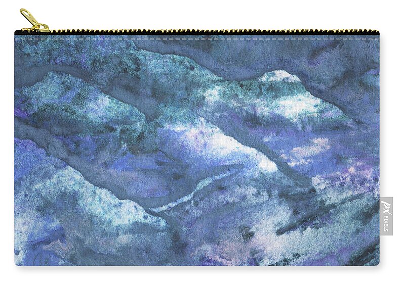 Mountains Zip Pouch featuring the painting Blue Night In The Mountains Abstract Watercolor  by Irina Sztukowski