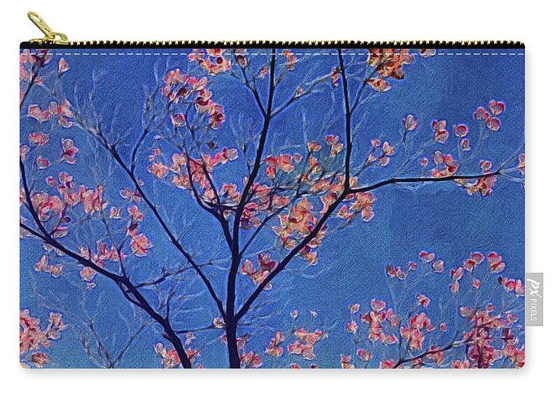 Dogwood Trees Zip Pouch featuring the digital art Blue Ocean Dogwoods by Kevin Lane