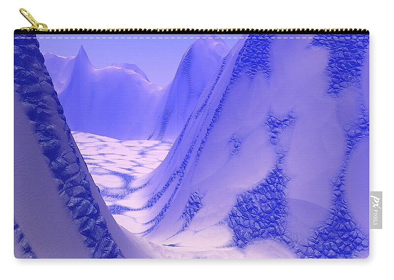 Skin Zip Pouch featuring the digital art Blue Reptile Planet by Bernie Sirelson