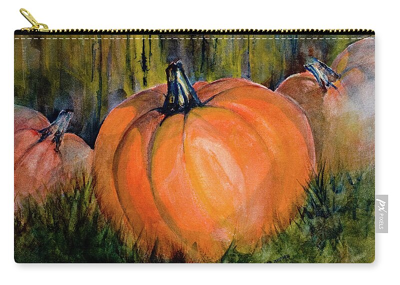 Pumpkins Zip Pouch featuring the painting Blue Ribbon by Lee Beuther