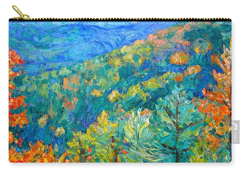 Blue Ridge Mountains Zip Pouch featuring the painting Blue Ridge Autumn by Kendall Kessler
