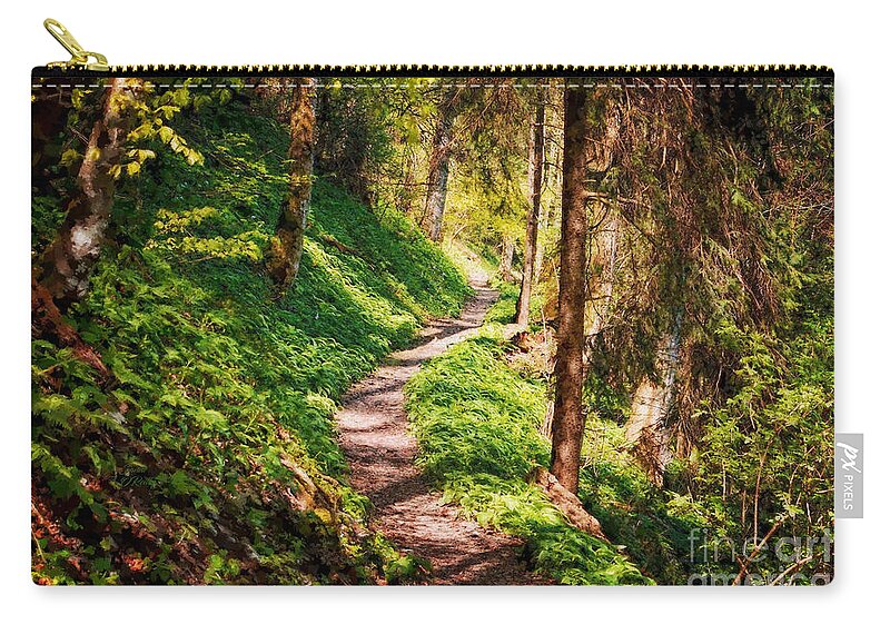 Blue Ridge Parkway Hiking Trail Zip Pouch featuring the mixed media Blue Ridge Parkway Hiking Trail by Sandi OReilly