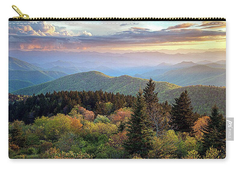 Outdoors Zip Pouch featuring the photograph Blue Ridge Parkway North Carolina Springtime At Cowee by Robert Stephens