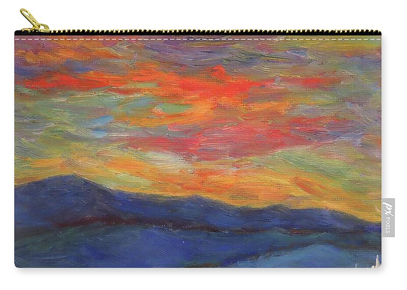 Sunset Zip Pouch featuring the painting Blue Ridge Red by Kendall Kessler