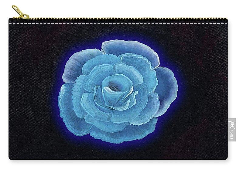 Wunderle Art Zip Pouch featuring the painting Blue Rose by Wunderle