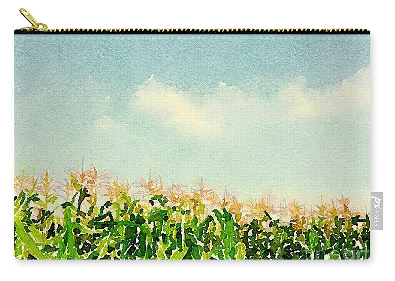 Corn Zip Pouch featuring the digital art Blue Sky Corn by Wendy Golden