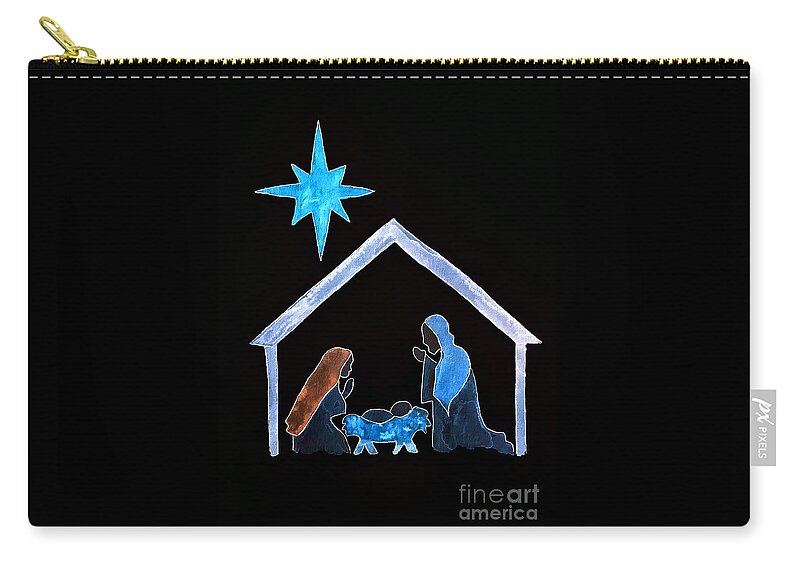 Blue Zip Pouch featuring the photograph Blue Star in Black by Munir Alawi