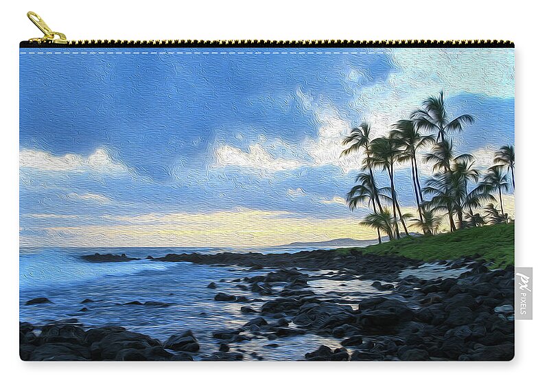 Hawaii Zip Pouch featuring the photograph Blue Sunset Painting by Robert Carter