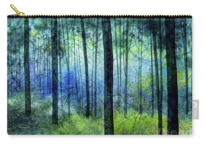 Blue Zip Pouch featuring the painting Blue Symphony by Hailey E Herrera