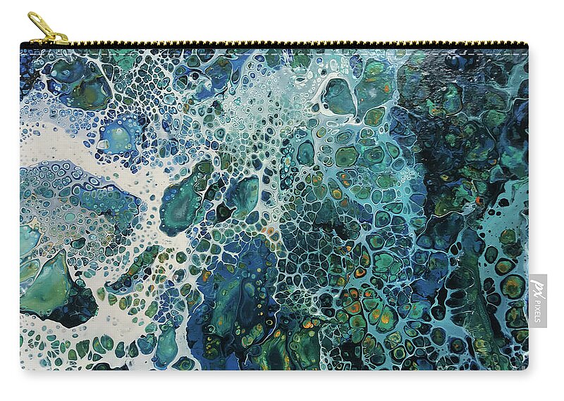 Acrylic Pour Painting Carry-all Pouch featuring the painting Blue Tranquility by Jess E Hooper