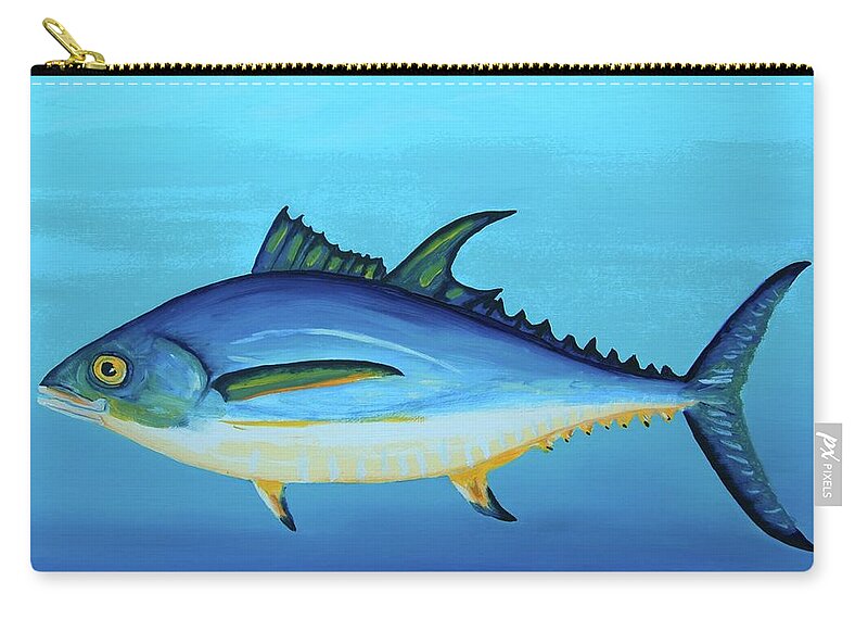 Blue Tuna Zip Pouch featuring the painting Blue Tuna by John Sweeney