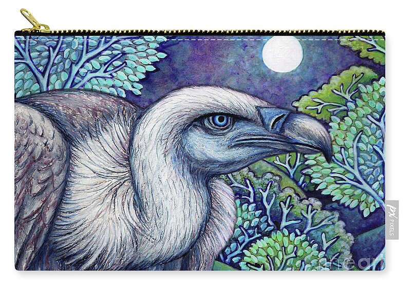 Vulture Zip Pouch featuring the painting Blue Vulture Moon by Amy E Fraser
