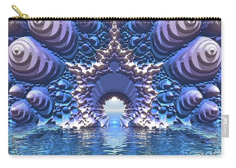 Digital Art Zip Pouch featuring the digital art Blue Water Passage by Phil Perkins