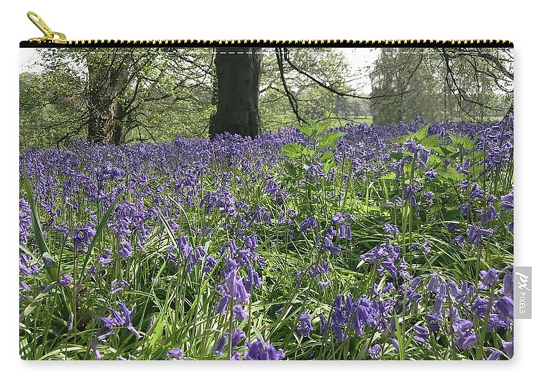 Cheshire Zip Pouch featuring the painting Bluebell Wood by Luisa Millicent