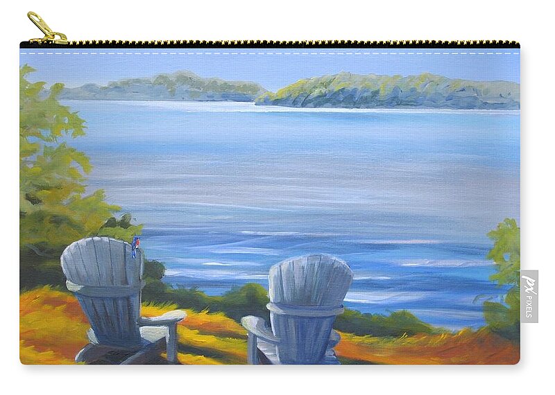 Muskoka Zip Pouch featuring the painting Bluebird by Barbel Smith