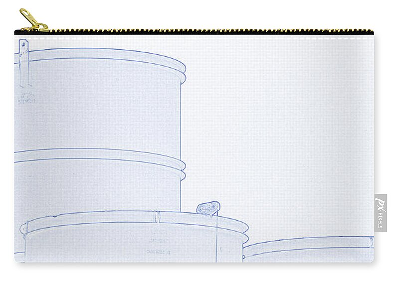 Blueprint Drawing - Abstract Architecture 18 Zip Pouch featuring the painting Blueprint Drawing - Abstract Architecture 18 by Celestial Images