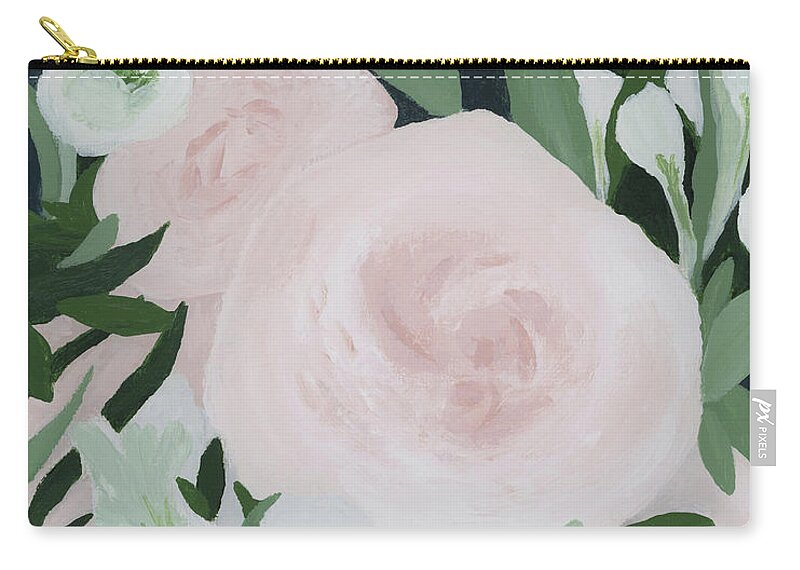 Blush Pink Zip Pouch featuring the painting Blush Pink Bouquet by Rachel Elise