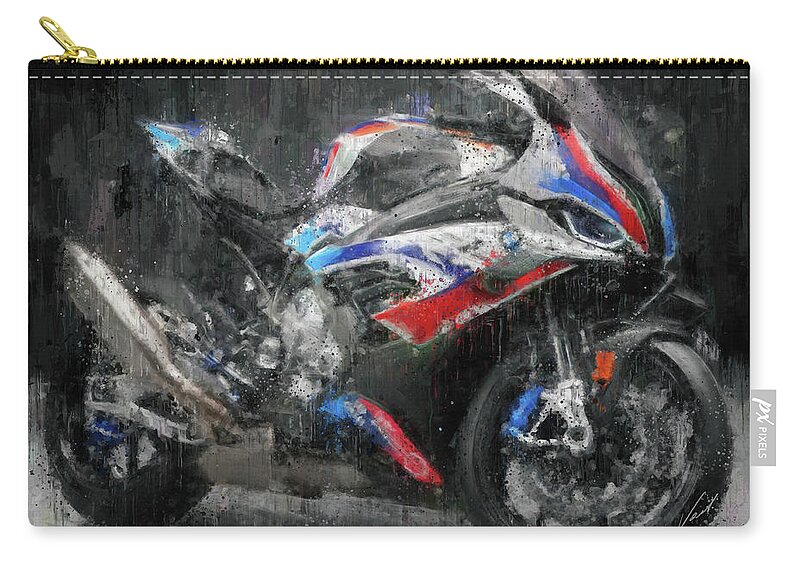 Motorcycle Carry-all Pouch featuring the painting BMW S1000RR Motorcycle by Vart by Vart