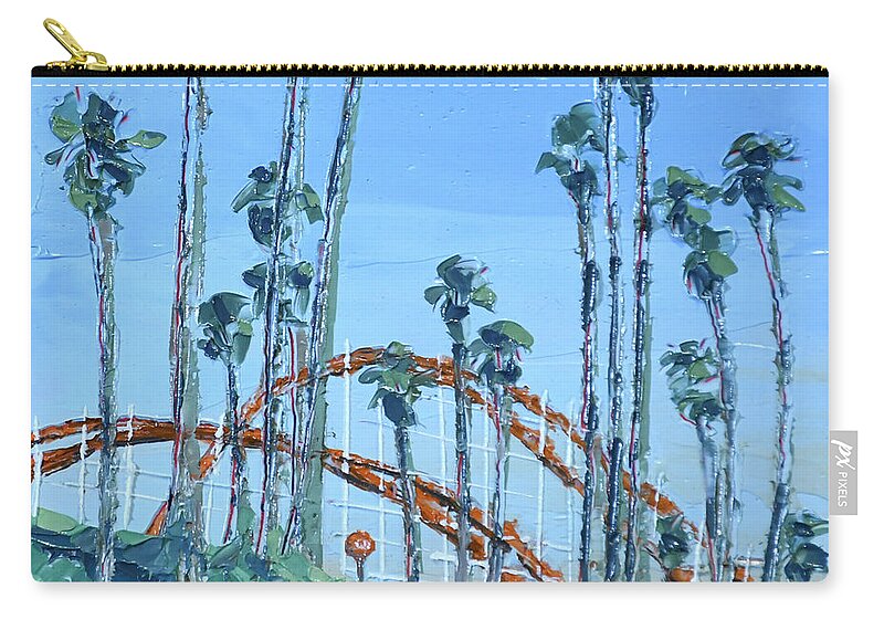 Santa Cruz Zip Pouch featuring the painting Boardwalk Coaster by PJ Kirk