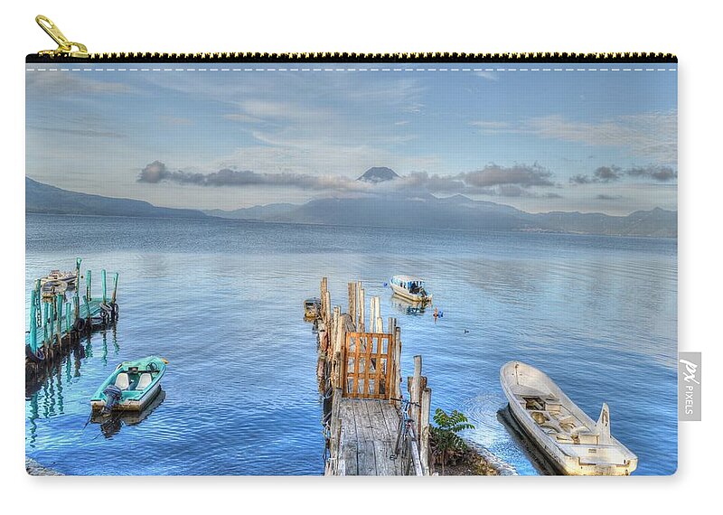Boats Zip Pouch featuring the photograph Boats of Guatemala by Bill Hamilton