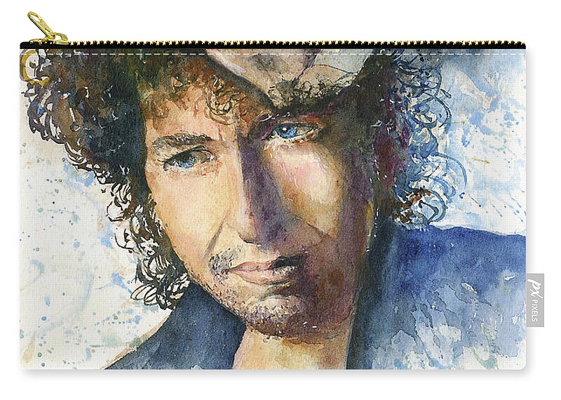Bob Dylan Zip Pouch featuring the painting Bob Dylan by John D Benson