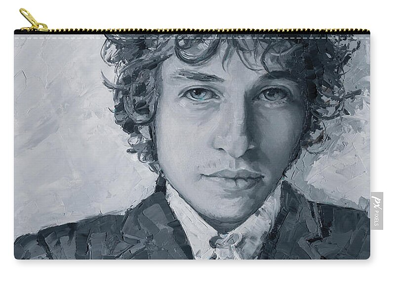Dylan Zip Pouch featuring the painting Bob Dylan, 2020 by PJ Kirk