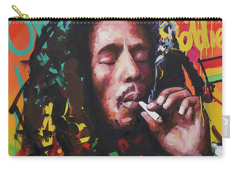 Bob Marley Zip Pouch featuring the painting Bob Marley VI by Richard Day