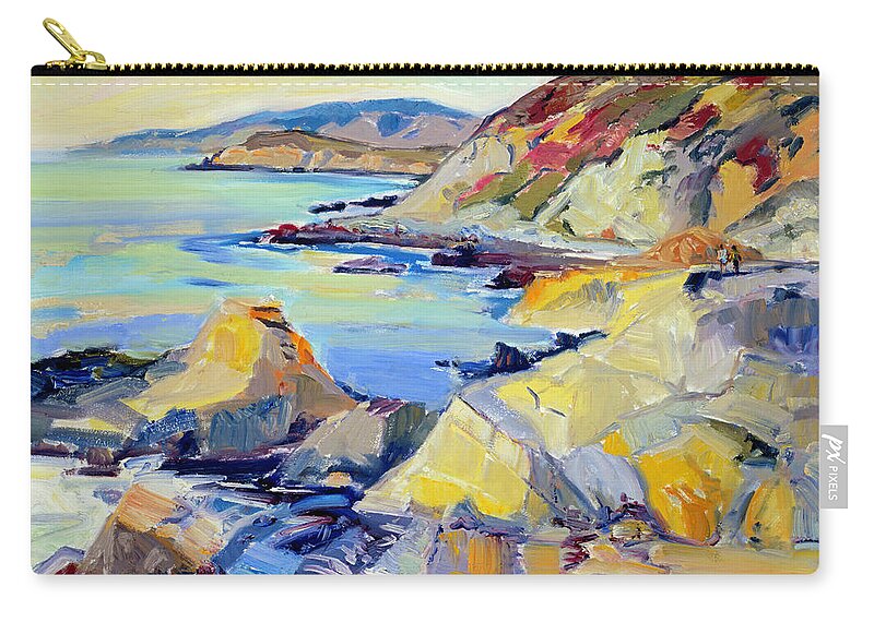 Bodega Zip Pouch featuring the painting Bodega Head by John McCormick
