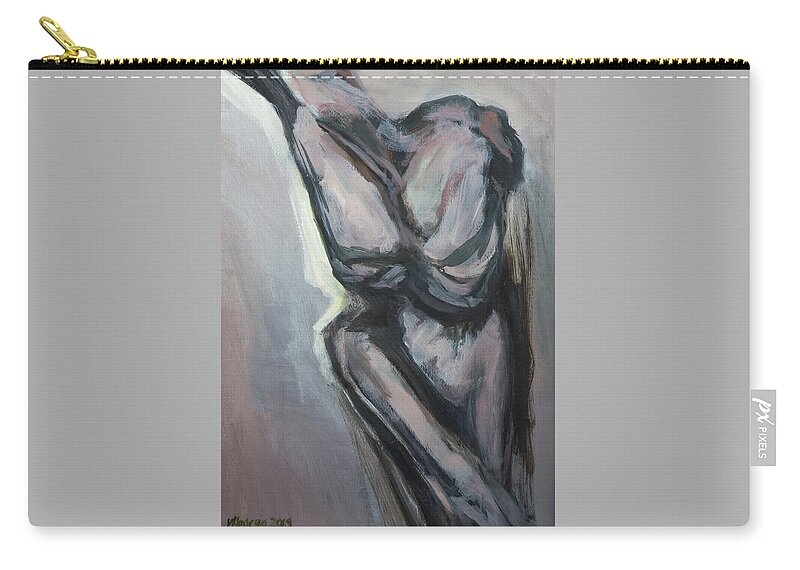 #acrylic Zip Pouch featuring the painting Body Study 68 by Veronica Huacuja