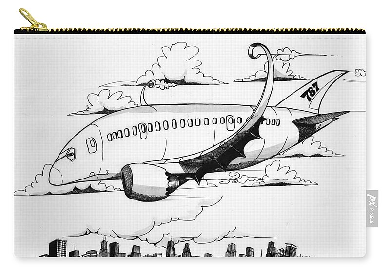Boeing Carry-all Pouch featuring the drawing Boeing 767 by Michael Hopkins
