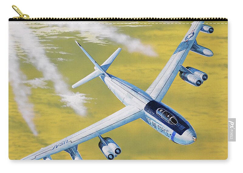 Aviation Zip Pouch featuring the painting Boeing B-47E Stratojet by Steve Ferguson