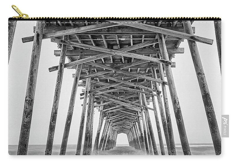 Bogue Inlet Carry-all Pouch featuring the photograph Bogue Inlet Fishing Pier on a Foggy Evening by Bob Decker