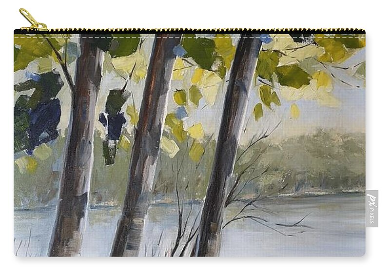 Nature Walk Zip Pouch featuring the painting Bond Lake by Sheila Romard