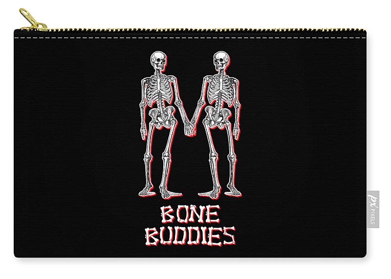 Halloween Zip Pouch featuring the digital art Bone Buddies Funny Skeleton by Flippin Sweet Gear