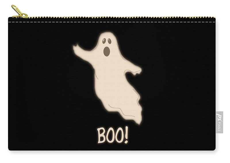 Halloween Zip Pouch featuring the digital art Boo The Ghost by Flippin Sweet Gear